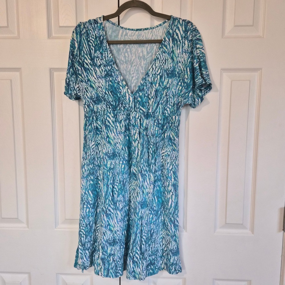 Nicole Miller New York Zebr Chic Empire Waist V-Neck Dress Medium Resortwear